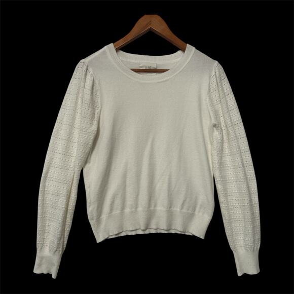 LUXE by Tricot Cream Long Sleeve Round Neck  Lightweight Sweater Size Medium - Picture 1 of 10